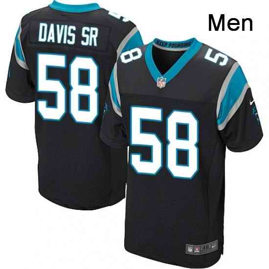 Mens Nike Carolina Panthers 58 Thomas Davis Elite Black Team Color NFL Jersey